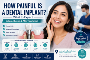 Patient receiving a painless dental implant treatment at Smile o Scan in Salt Lake.