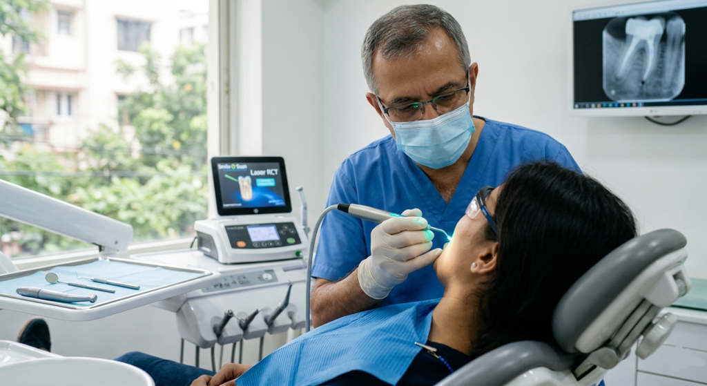 Advanced laser root canal treatment in Salt Lake at Smile O Scan dental clinic